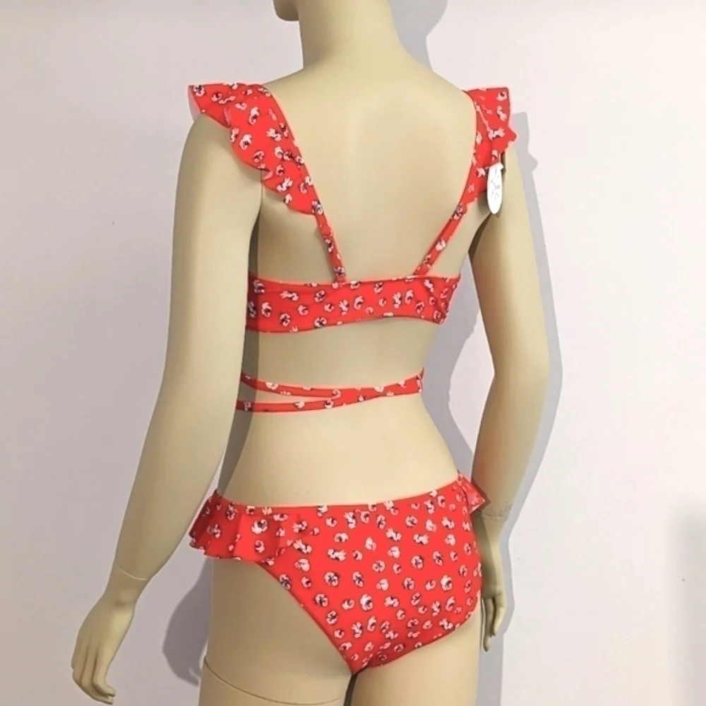 SUNYGAL Floral Ruffle Bikini Set NWT Size S - Picture 3 of 6